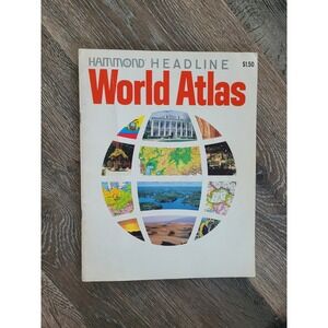 Hammond Headline‎ World Atlas Vintage Reference Book Travel Geography